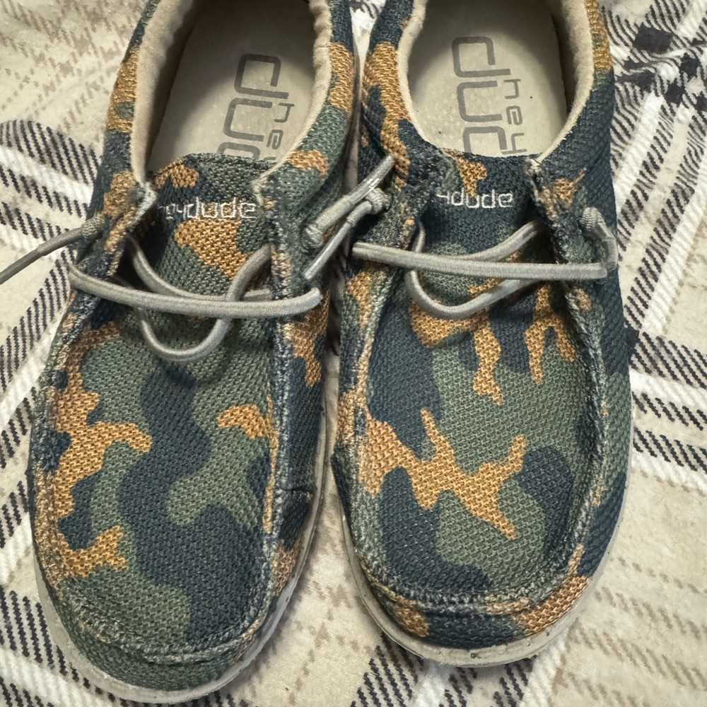 Hey Dude Kids Green and Tan Moccasins